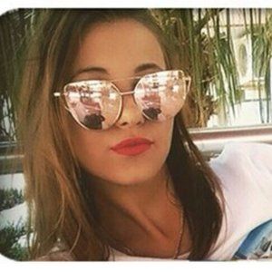 ❤️ NEW Fashion Cat Eye Reflective Sunglasses Gold Tea Mirror Woman's HD